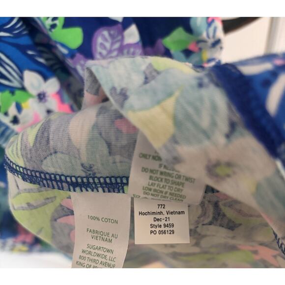 Lilly Pulitzer Jannie V Neck Dress Borealis Blue Social Sunset Medium Style 9459 - Picture 6 of 7